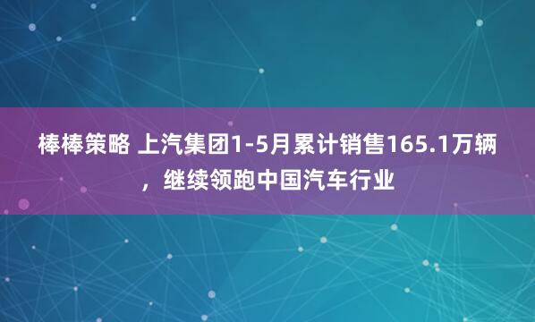 棒棒策略 上汽集团1-5月累计销售165.1万辆，继续领跑中国汽车行业